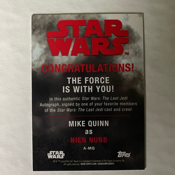 Star Wars 2017 Journey to the Force Awakens Nien Nunb Autographed Card - Picture 2 of 6